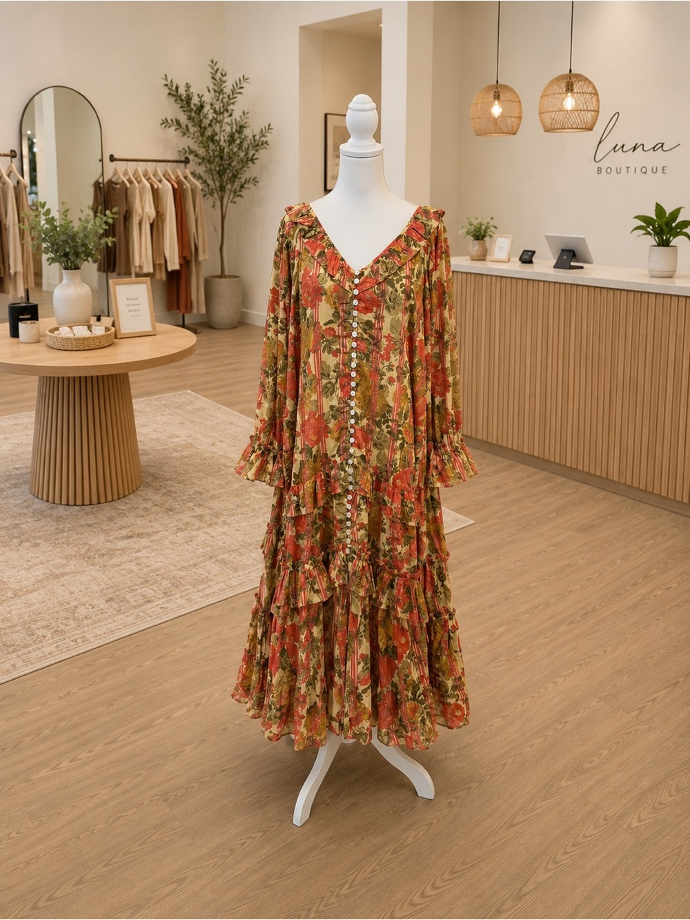 Free People Retro Combo Floral Tiered Maxi Dress Size Small NWT $168